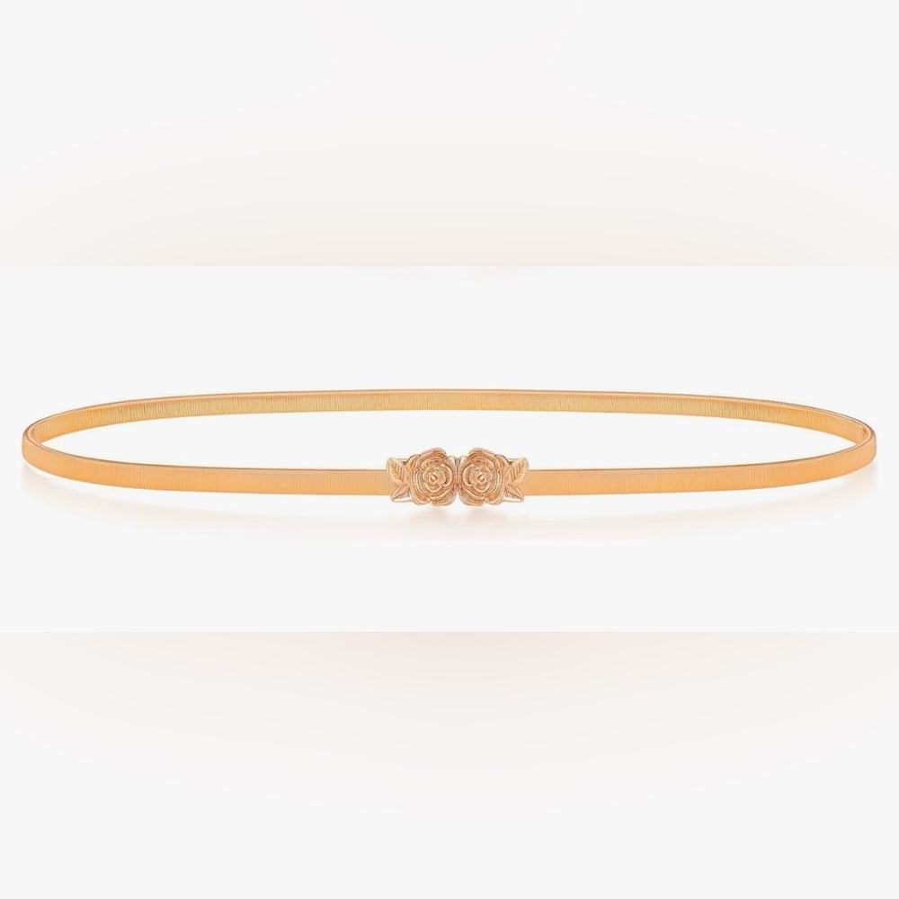 Floral metal elastic waist belt